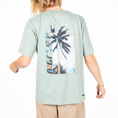 Polera Manga Corta Print Palmera Verde Oliva