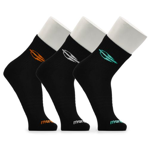 Pack Calcetines Quarter negro logo en 3 colores 40 al 45