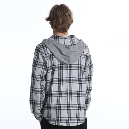 Camisa surfer con capucha oversize gris claro