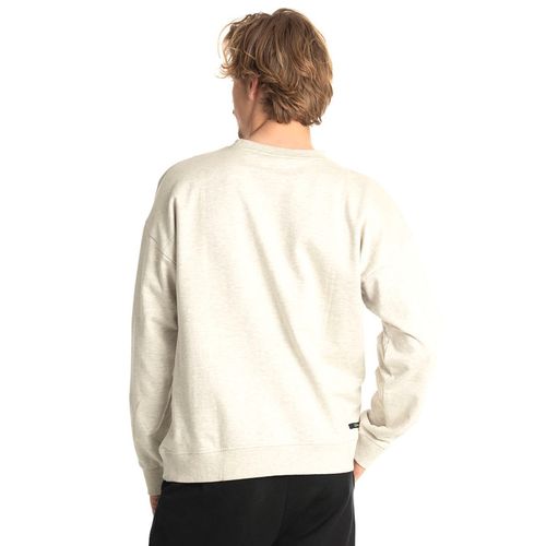 Polerón crew neck melange con estampado central