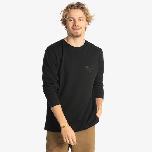 Polera Masculina high quality manga larga arena melange con estampado en pecho