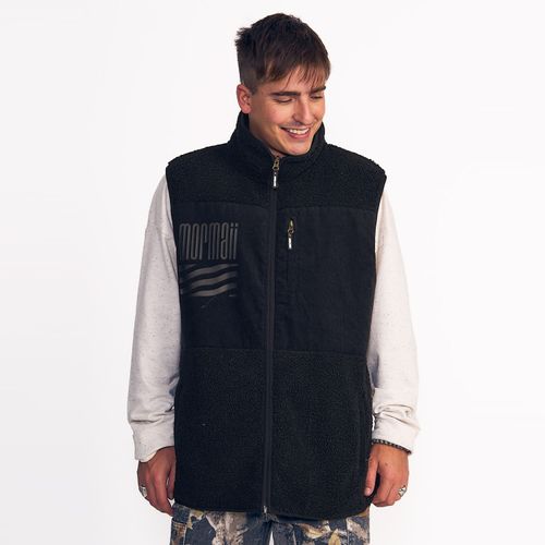 Chaqueta Vest en Boucle con Cotelé y Cierre Completo