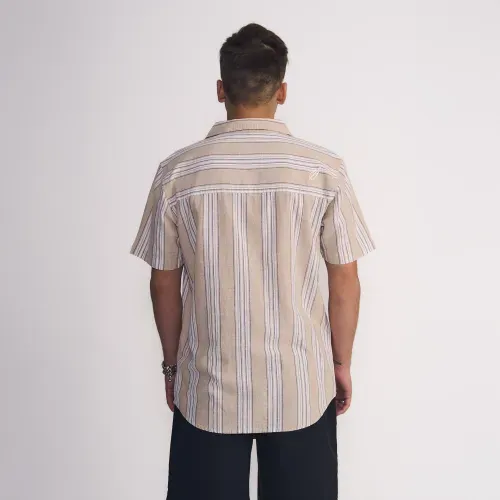 Camisa Masculina Manga Corta Base Textura Tostado