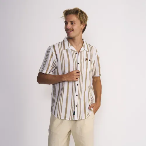 Camisa Masculina Manga Corta Base Textura Lineas Crudo