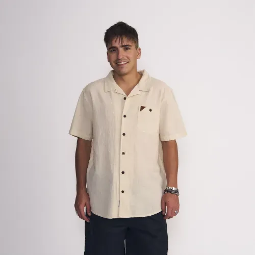 Camisa Masculina Manga Corta Base Textura Crudo