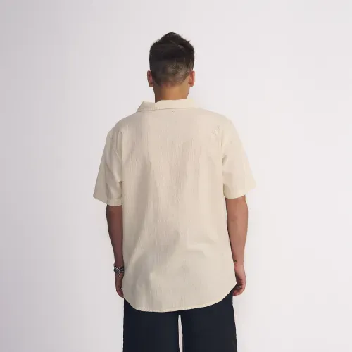 Camisa Masculina Manga Corta Base Textura Crudo