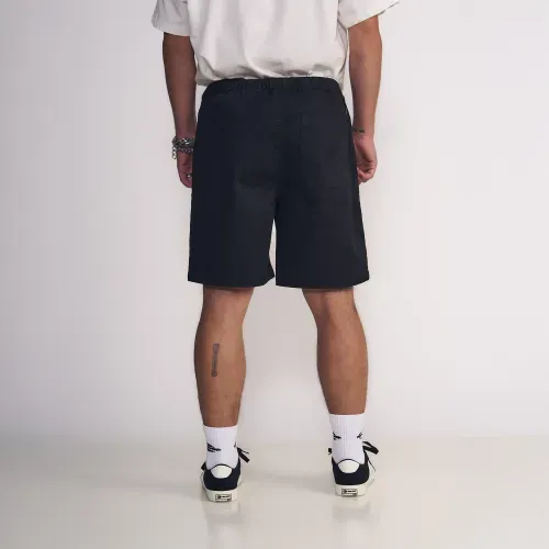 Bermuda Masculino Con Pretina Elasticada Relajado Con Bolsillos Negro