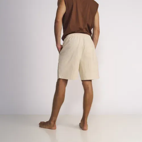 Bermuda Masculino Con Pretina Elasticada Relajado Con Bolsillos Crudo