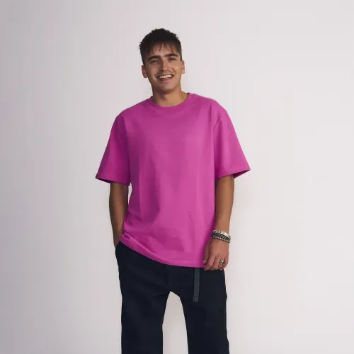 Polera Masculina High Quality Manga Corta Estampado En Pecho Fucsia