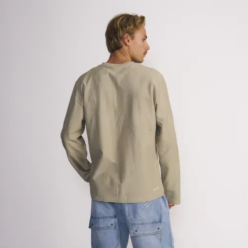 Polera Masculina Manga Larga Con Cuello Y Boton Color Solido Con Terry Frontal Verde